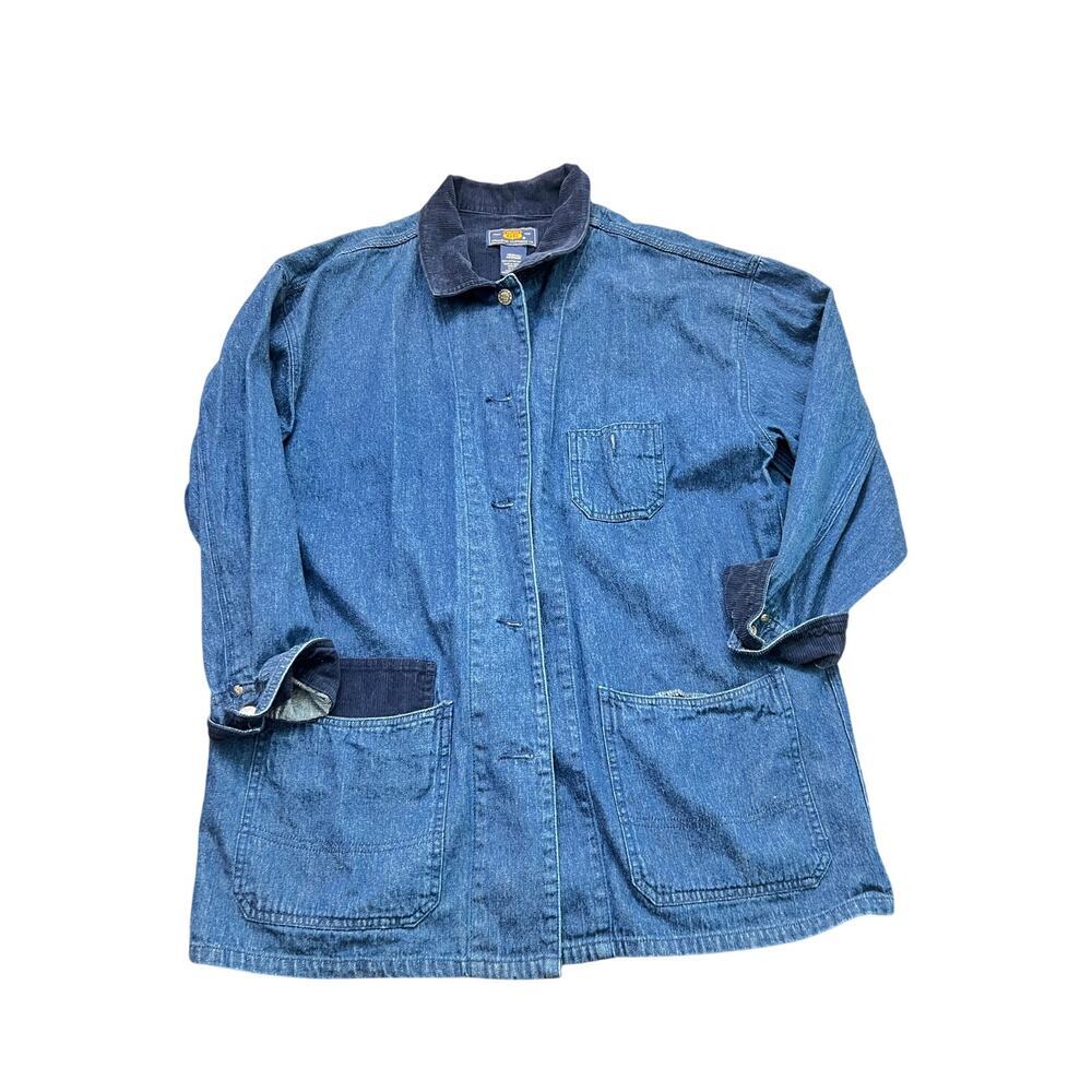 ROUTE 66 Women's Blue 100% Cotton Button Up Corduroy Jean Jacket Size Medium